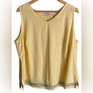 Melrose Studio Yellow Sleeveless Top Embroidered Trim Size 18W